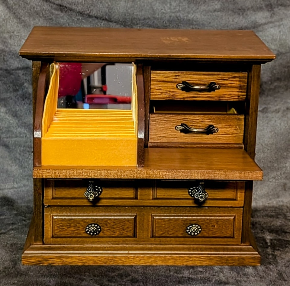 Vintage MCM Style Wooden Jewelry Music Box